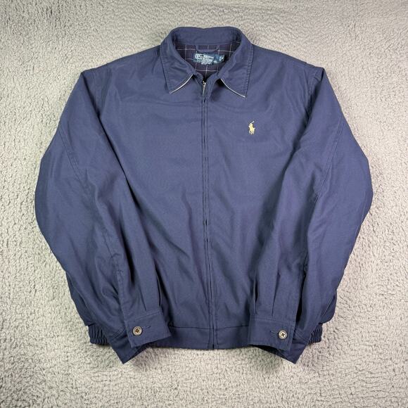 Polo Ralph Lauren Jacket Mens M Navy Bi Swing Windbreaker Zip Bomber Chin Strap - Picture 2 of 8
